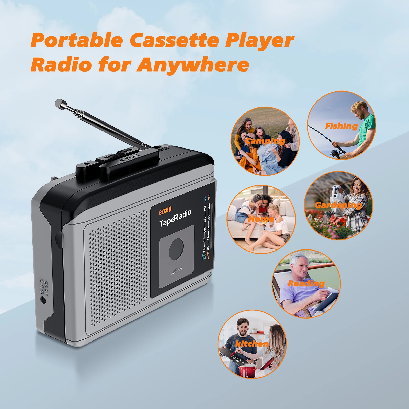Ezcap234 Tape Cassette Player To MP3 Converter with Speaker Audio Capture Card Cassette Recorder To TF Card AM/FM Radio