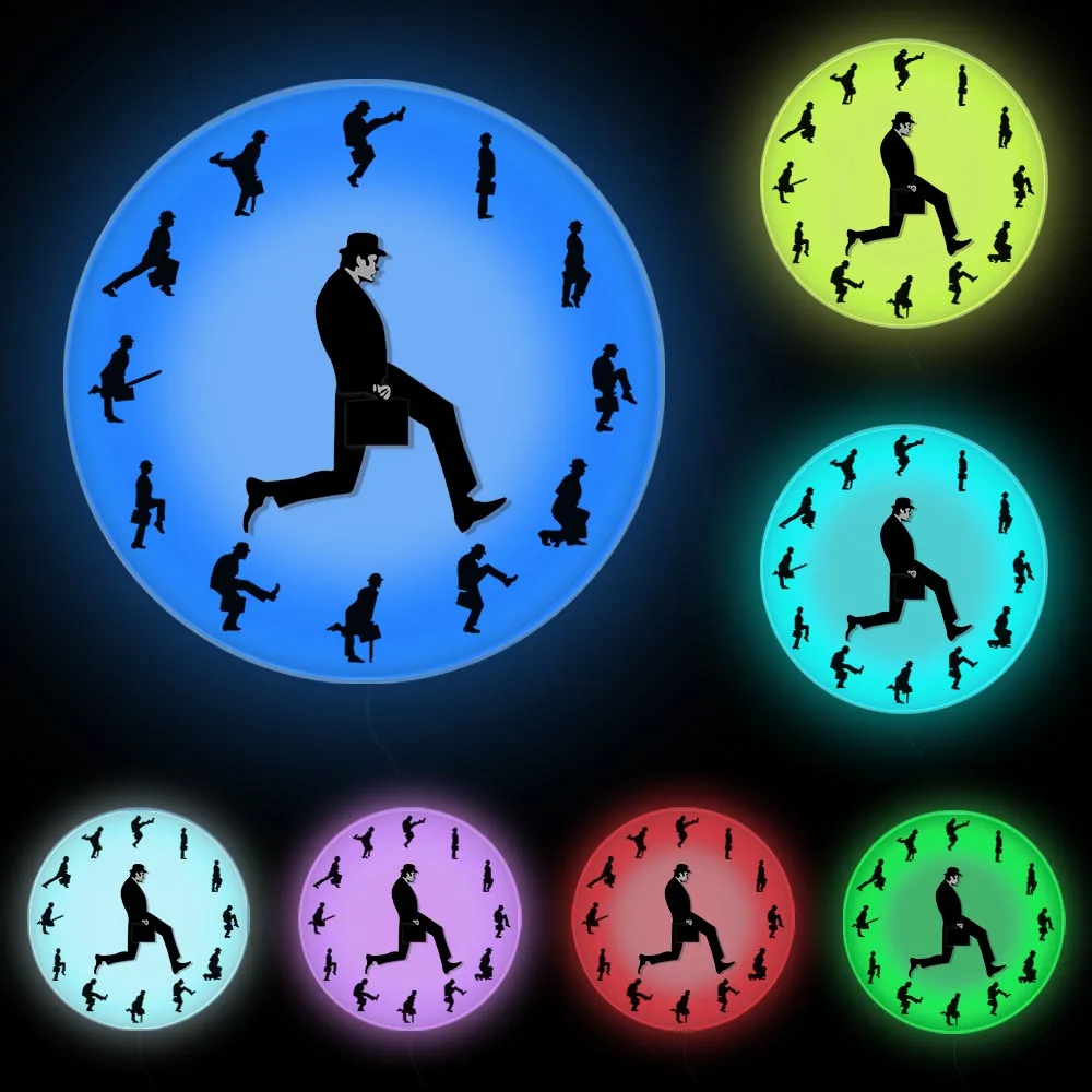 Silly Walks Comedian Funny Walking Novelty Wall Clock Watch Ministry of Comedy TV Series Home Decor Silent Clock For Bedroom 6