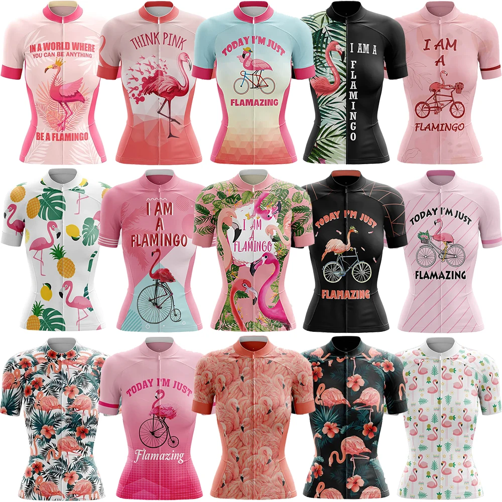 Flamingo Summer Cycling Jersey Set Breathable Team Racing Sport Bicycle Jersey Women Cycling Clothing Short Bike