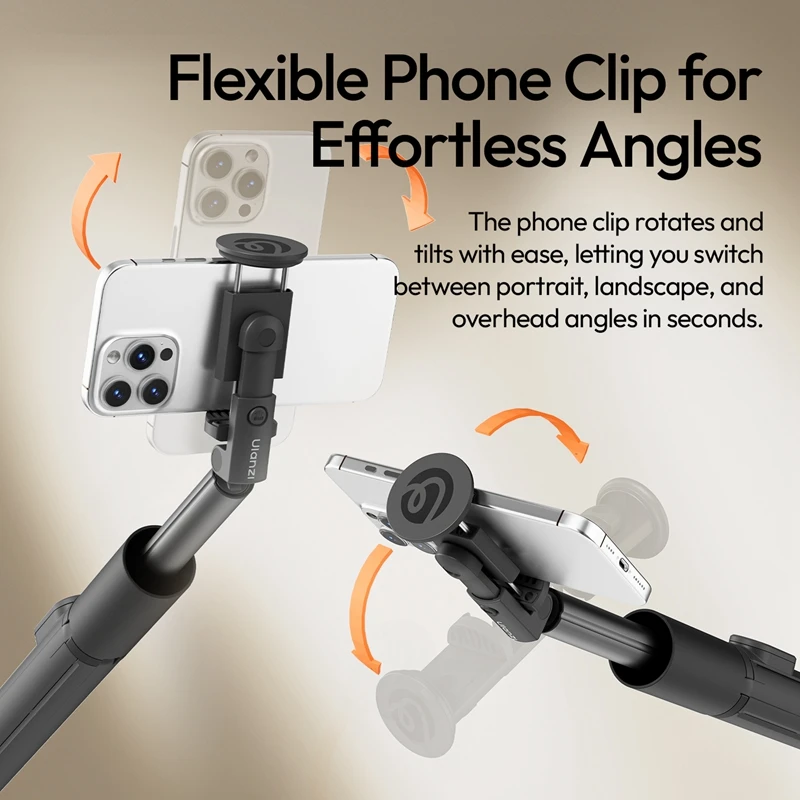 Ulanzi MT86 Automatic Phone Tripod with Phone Clamp Portable Selfie Stick for Smartphone Outdoor Travel Vlog Photography Tripod