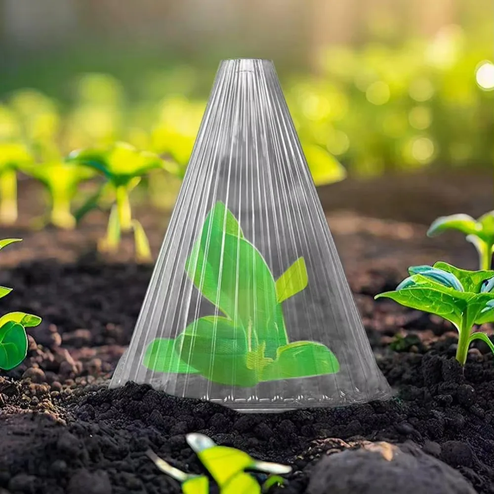 10PCS Reusable Plant Bell Cover Protect Plants From Birds Frost Snails Damage Garden Square Plastic Cover Clear Garden Supplies