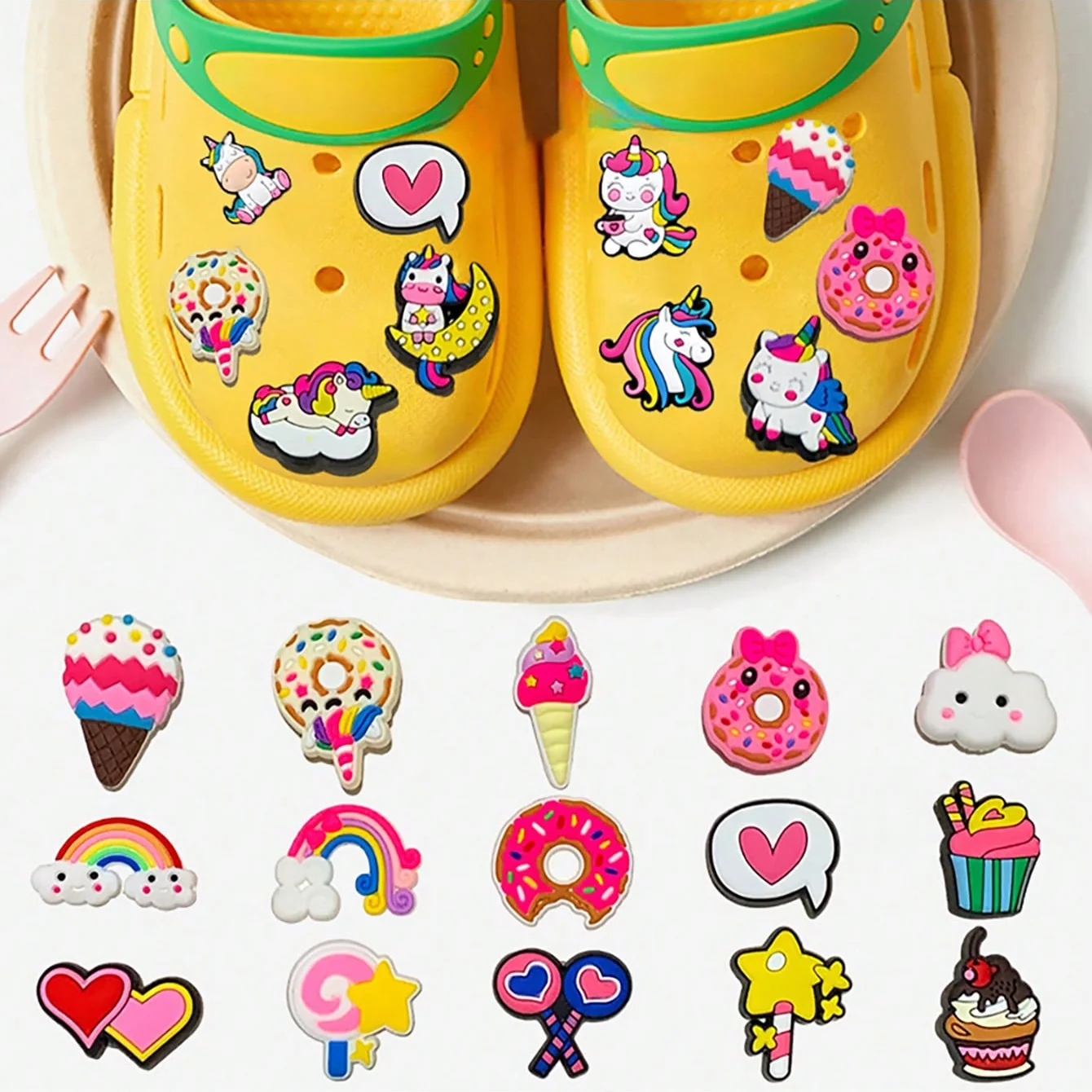 shoe charms Unicorn Shoe Decorations for Clogs Bubble Slides Sandals PVC Accessories for Christmas Birthday Gift