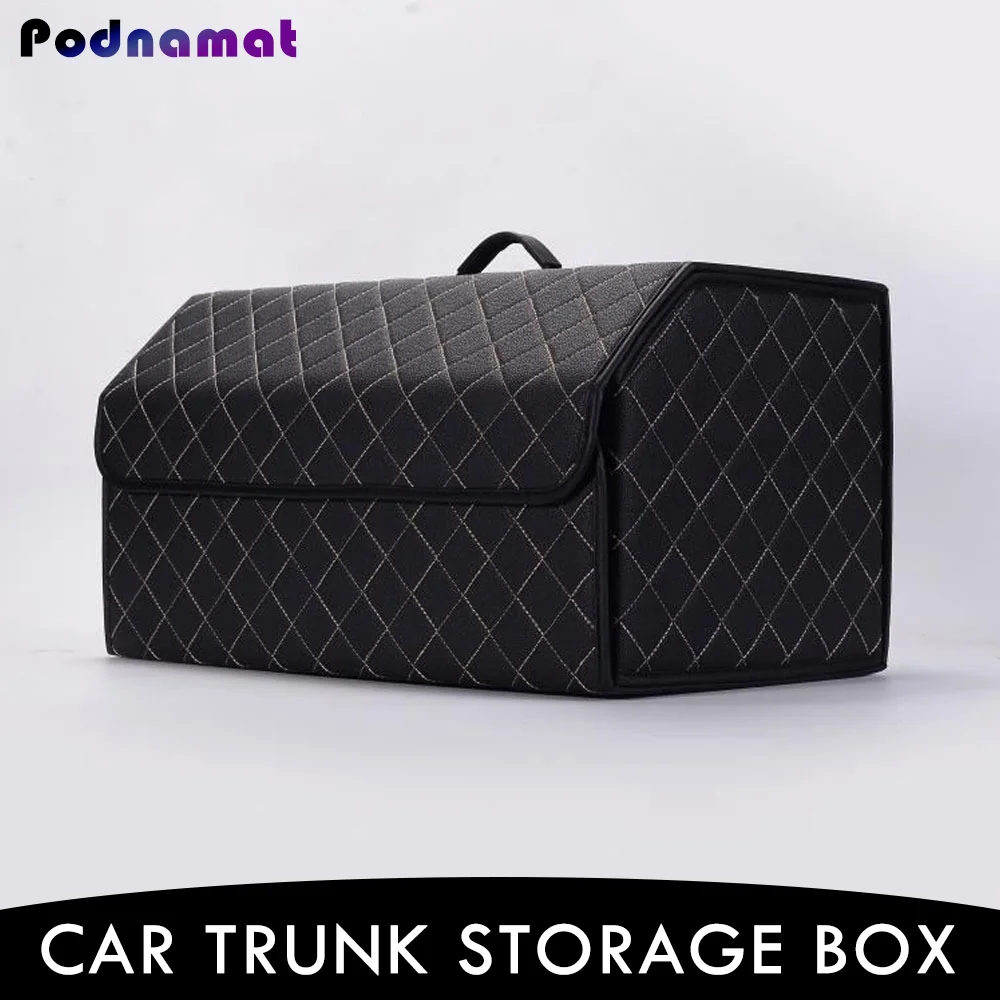 Leather Car Trunk Organizer Box Large Capacity Auto Multiuse Tool Car