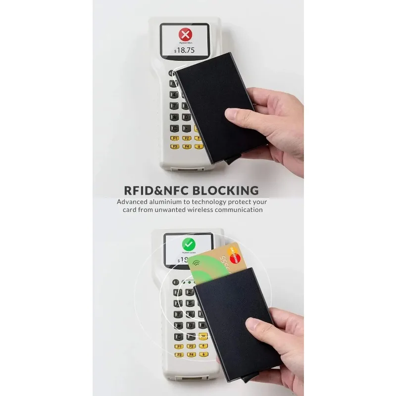 RFID Pop Up Card Holder Metal Thin Slim Men Women Wallets Minimalist Small Purse ID Credit Card Clip Business Box Wallet