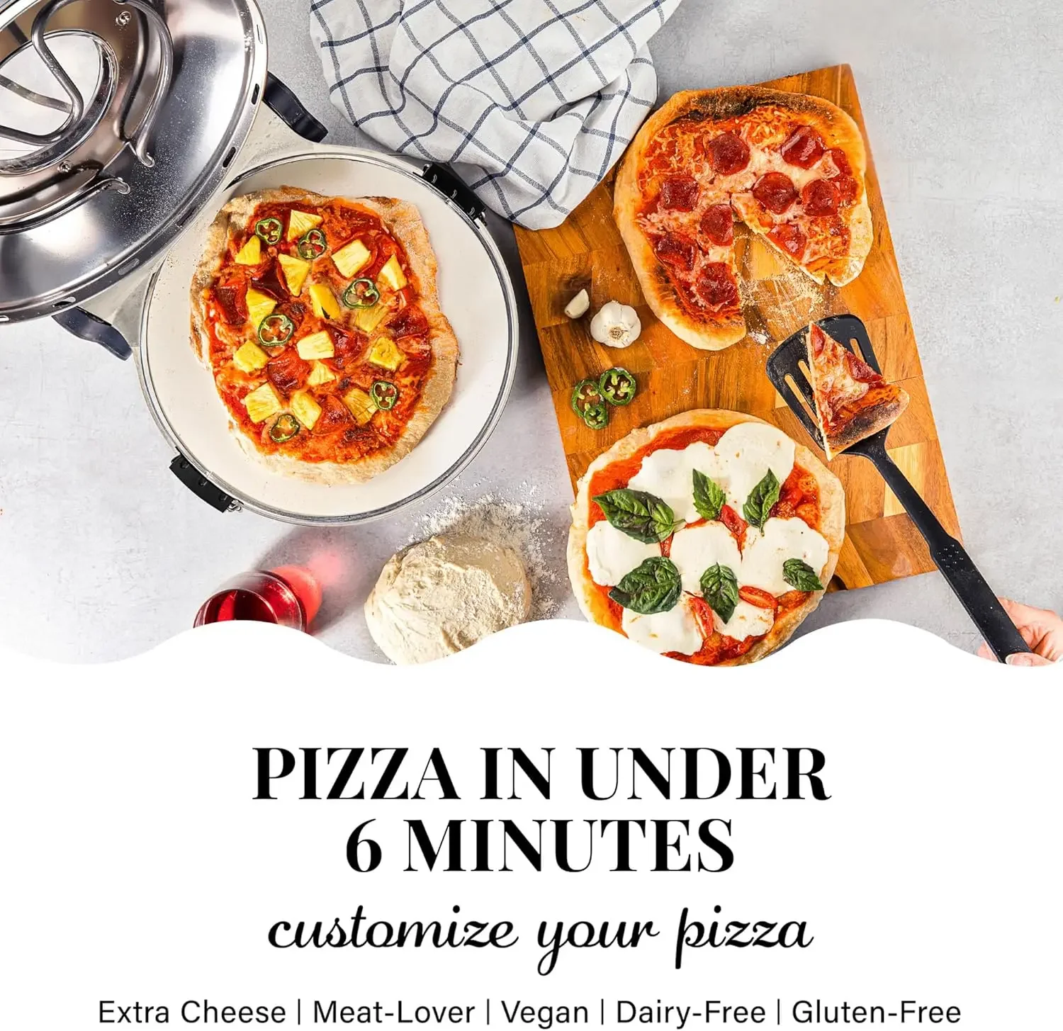 Crispy Crust Pizza Oven by Granitestone &ndash; Electric Pizza Oven Indoor Portable, 12 Inch Indoor Countertop, Piz
