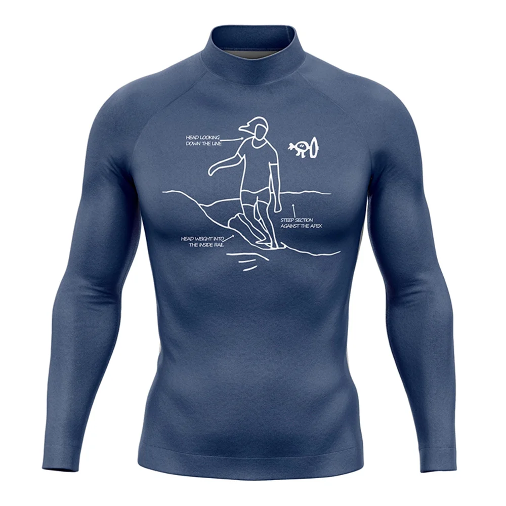 Surf Simply Men Rashguard Long Sleeve Shirt Black UV Protection Swim Shirt Diving Rash Guard Surfing Swimsuit Beach Surf T-shirt
