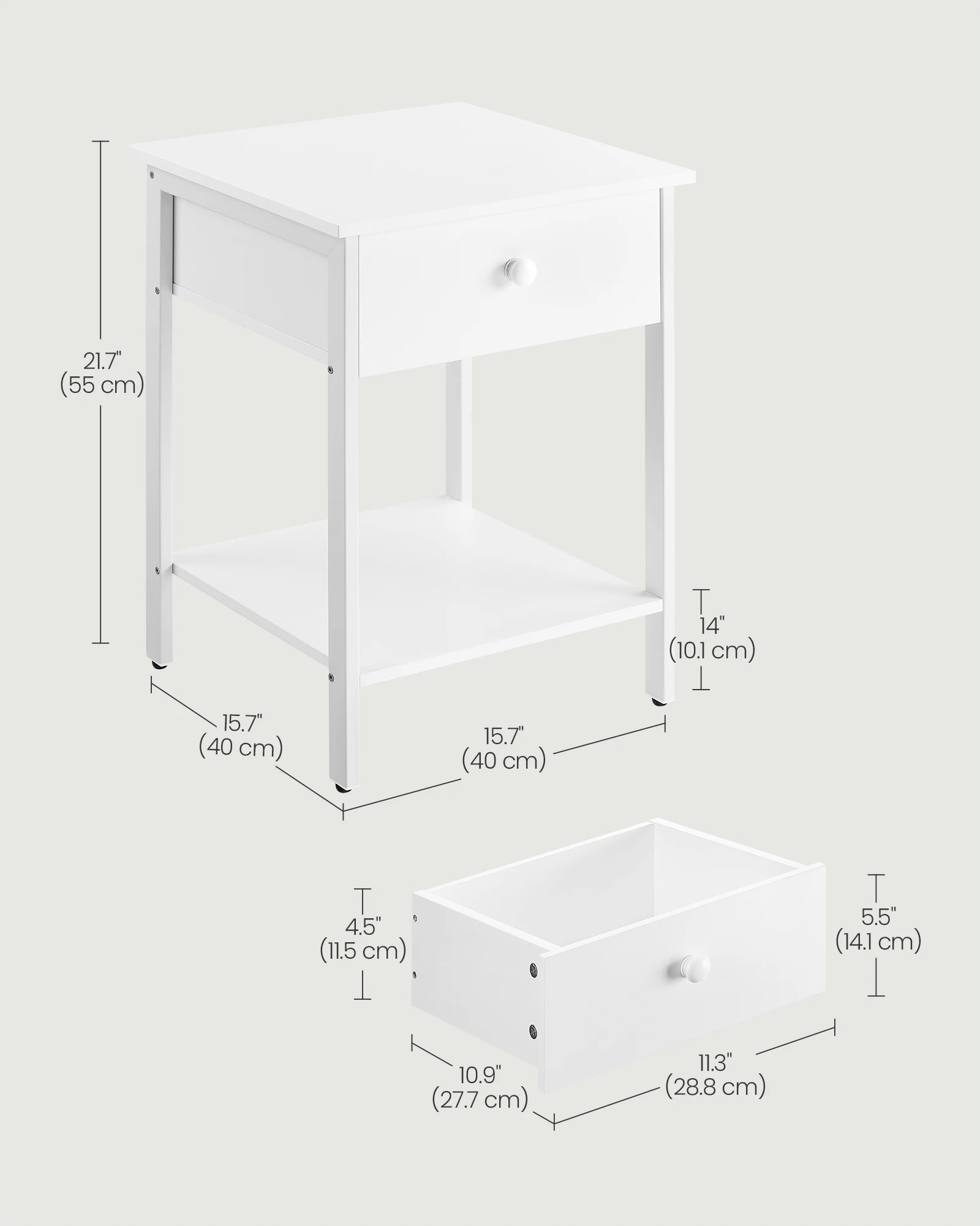VASAGLE Nightstand, Bedside Table, Side Table with Drawer and Shelf, End Table, Easy Assembly, Steel Frame - Image 5