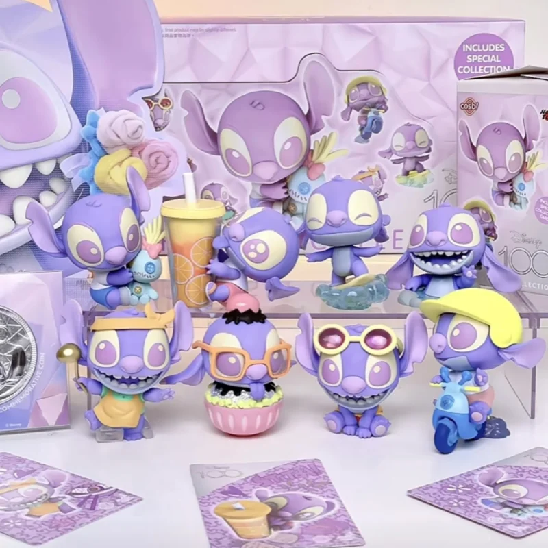 Original Hot Toys Disney Blind Box 100 Series Fantasy Stitch Cosbi Anime Figures Q Edition Garage Kit Sorpresa Guess Bag Gift