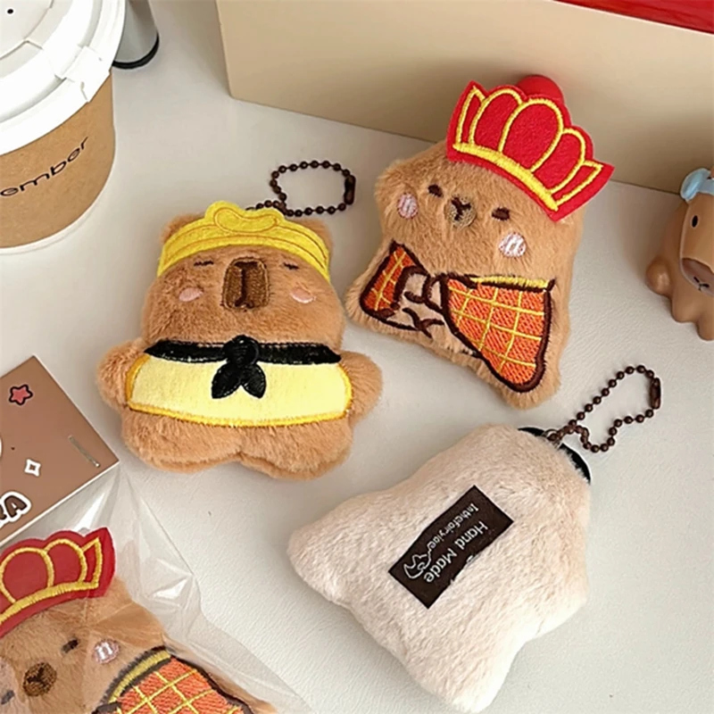 Cute Cartoon Kapibara Plush Toy Cartoon Guinea Pig Pendant Soft Stuffed Doll Keychain Backpack Car Bag Key Ring Decor Kid Gift