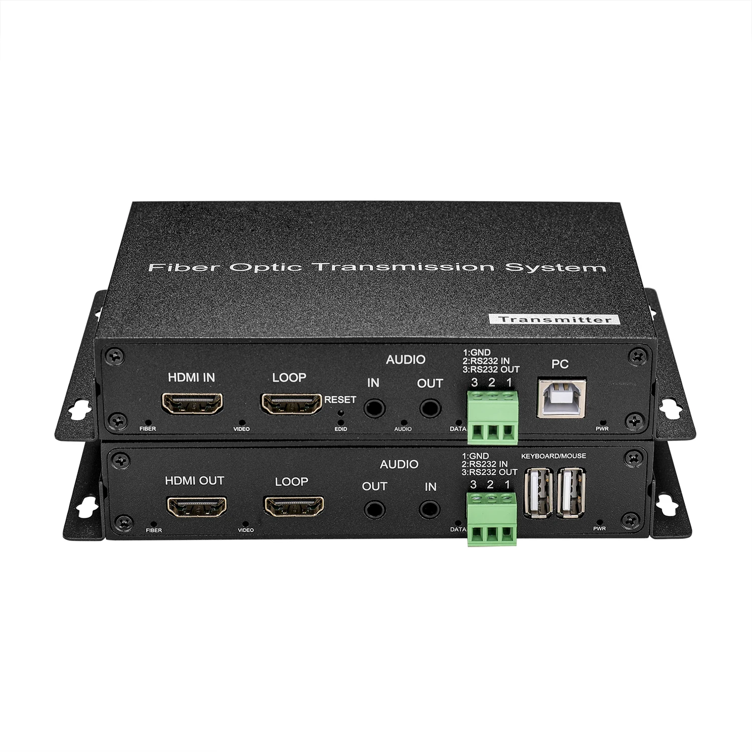 1 channel bidirectional 3.5 audio;1 channel reverse IR;1 channel bidirectional RS232 data 4K30Hz HDMI Fiber Optic Converter