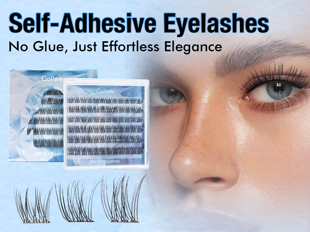 Gollee Klebefreie Falsche Wimpern Voluminös Dick 10-16mm Natürlich D-Curl W-förmig 66/72 Stück Wimpernbüschel DIY Manga-Augen Make-up – Detail 5