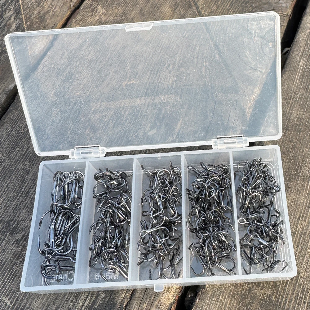 GOBAIT 30 Stück Drillingshaken 8 # -18 # Kleiner Winkel-Hochkohlenstoffstahl Rostfreier Scharfer Pesca-Köder Karpfenangel-Set Angelzubehör-Box mit Angelhaken – Detail 7