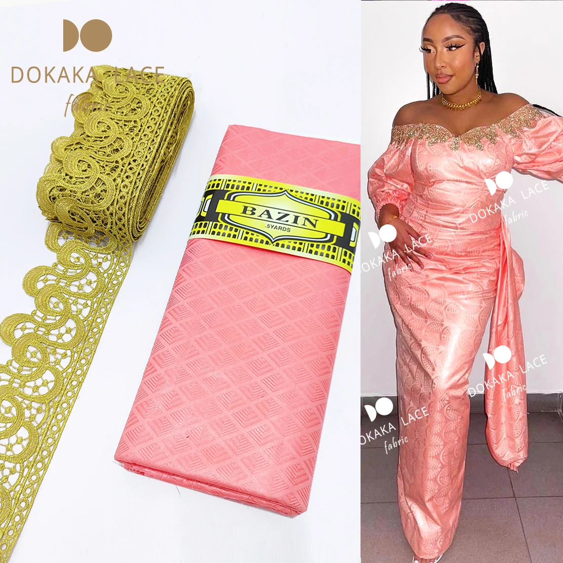 

2023 Ribbon Bilateral Handicrafts 100% Cotton With African Lace Fabric Basin Riche Original Brocade Tissu Lace Trim Material