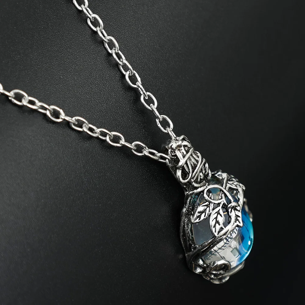 Water Crystal Gemstone Pendant Necklace Artificial Gems Vintage Alloy Rattan Women Necklaces Girls Waterdrop Stone Necklace