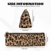 Retro Leopard Triangle Pencil Case Jungle Animal Print Girls Boys College Zipper Pencil Box Kawaii Leather Pen Bag 4