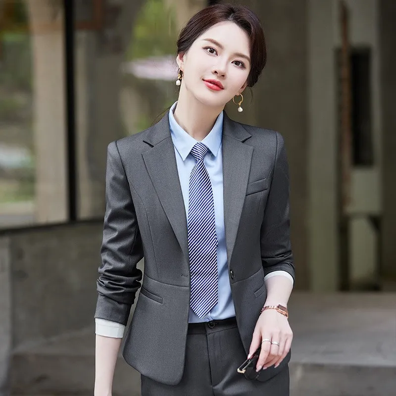 

Black Suit Set Women's Spring and Autumn Small Business Clothing Figure Flattering for Interviews Formal Wear Small Business Sui