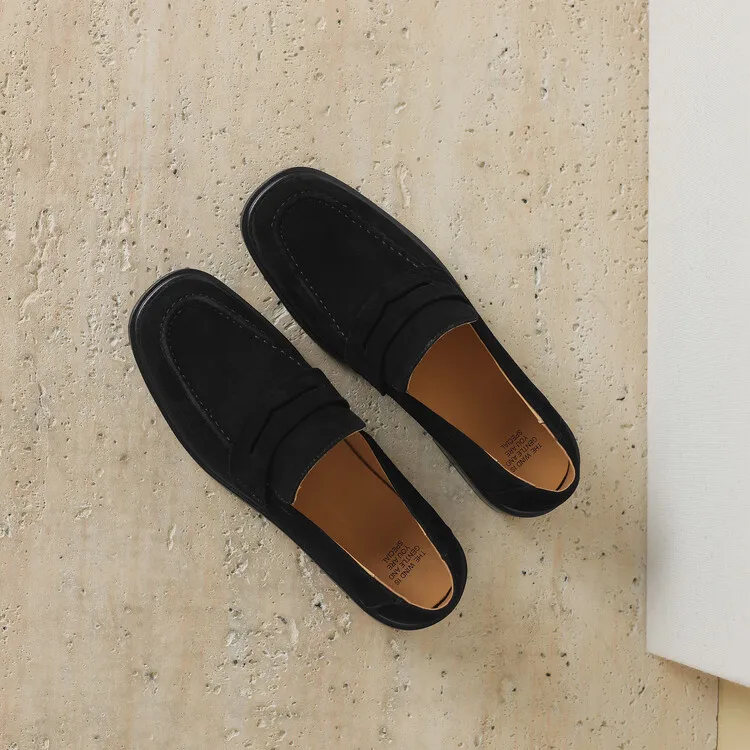 2026 Spring Sheep Suede Women Shoes Round Toe Chunky Heel Women Pumps Shoes for Women Deep Mouth Loafers Low Heels Ladies Shoes