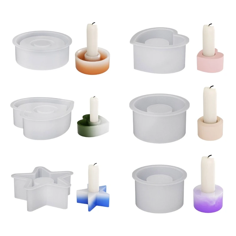 

Round Heart Star Silicone Mold Handmade Candlestick Table Ornament Mould R3MC