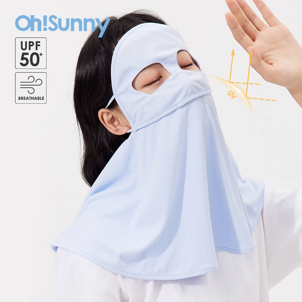 OhSunny Summer Sun Protection Scarf for Women Full Face Cover with Neck Shoulder Flap Anti-UV UPF50+ Balaclava Outdoor UV Shawl