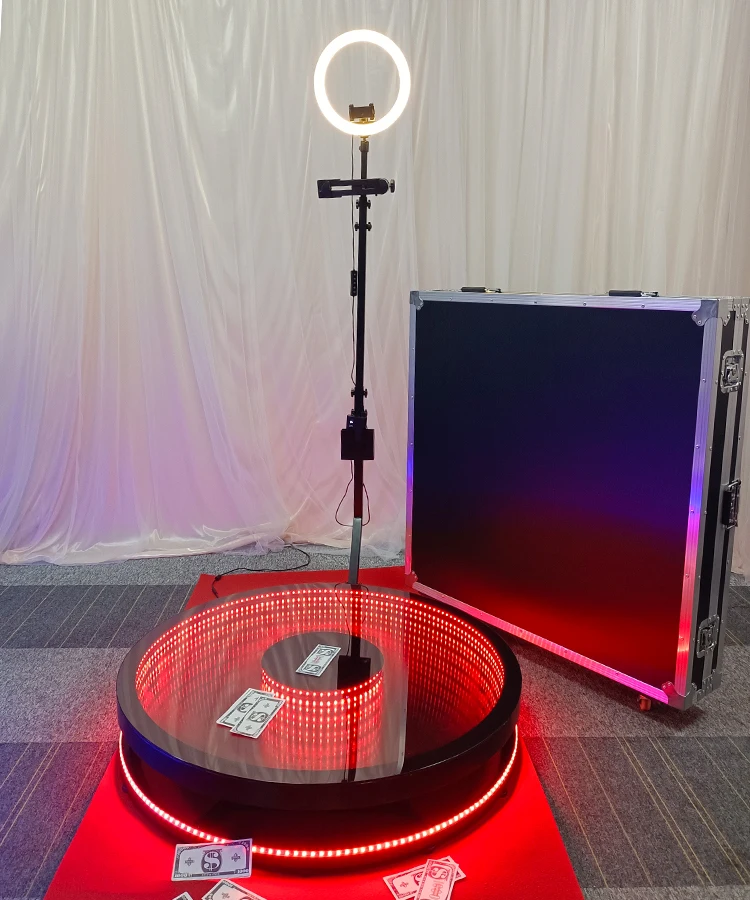 360 Photobooth Machine Led Mirror Glass Video Booth Rotary 360 115