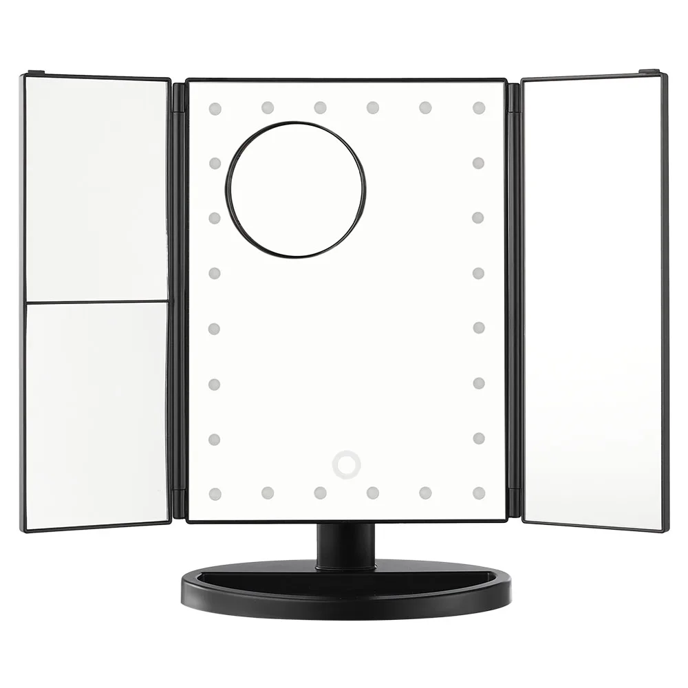 Modishion tri-fold makeup mirror, dimmable touch dressing table mirror, magnifying desktop mirror, light-filling mirror: 3 - 5 Days Free Delivery Only UK