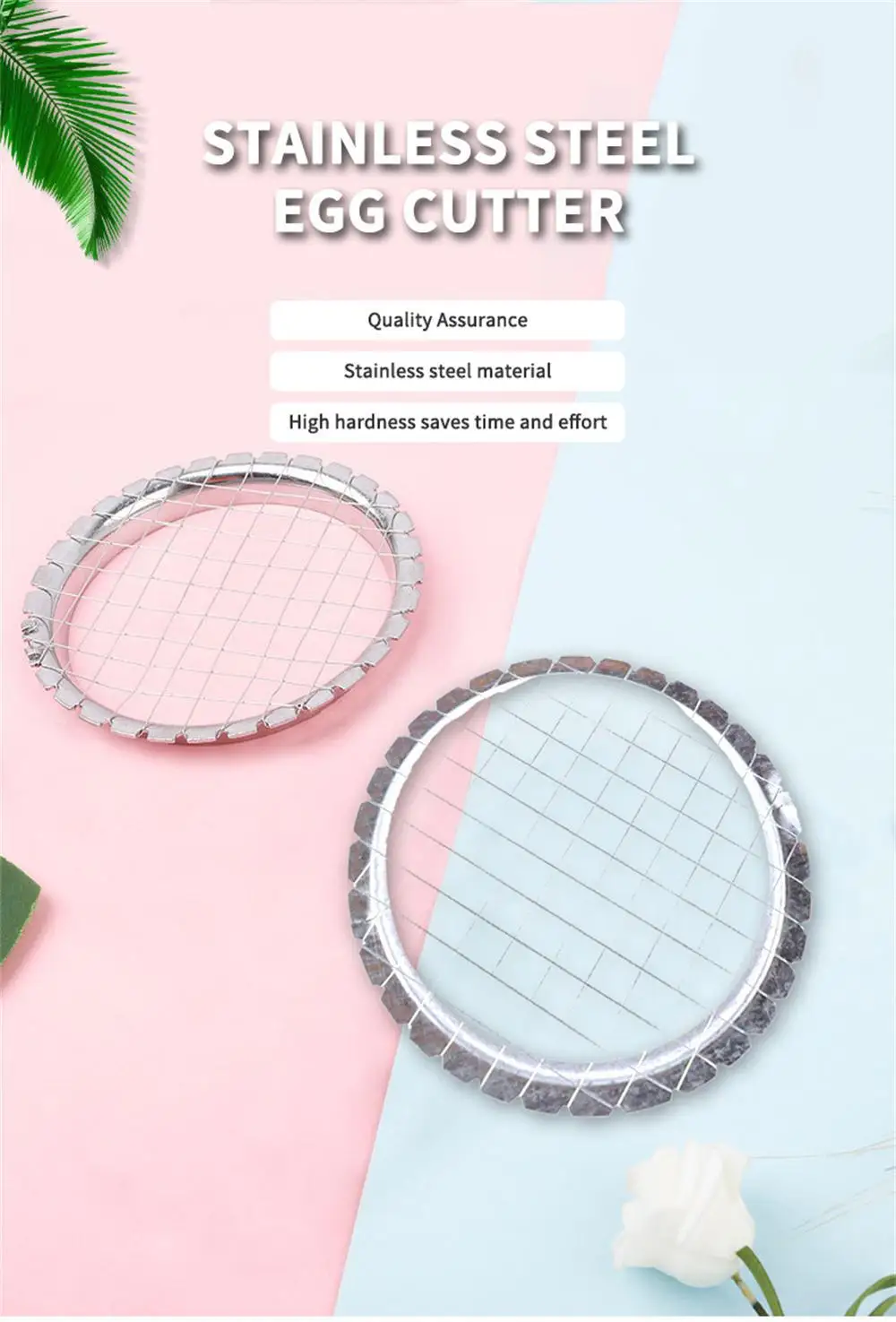 Description Picture 2 of itemStainless Steel Egg Slicer Cutter Mesh Grid Vegetable Fruit Chopper For Salad Dessert Potato Cube Grid Cutting Kitchen Gadgets