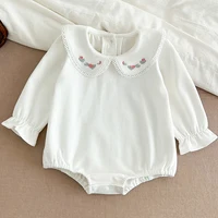 0-24M Baby Girl Romper Baby Girl Clothing Toddler New Embroidered Collar Romper Spring Cotton White Infant Baby Girls Jumpsuit