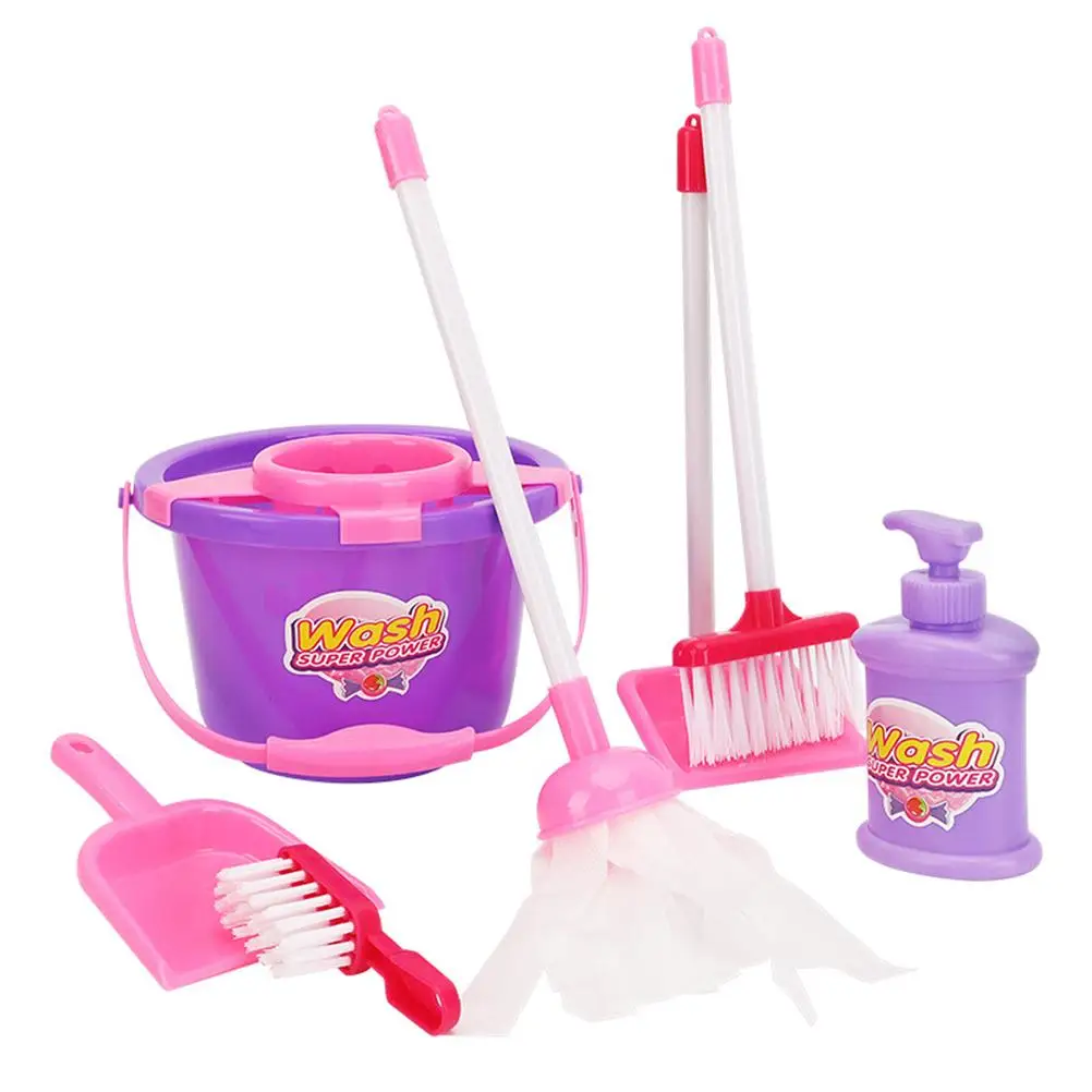 7 Pcs Mops Clean Floor Mopping Toys Kids Cleaning Dust Pan Play Role Toddler Child-sized