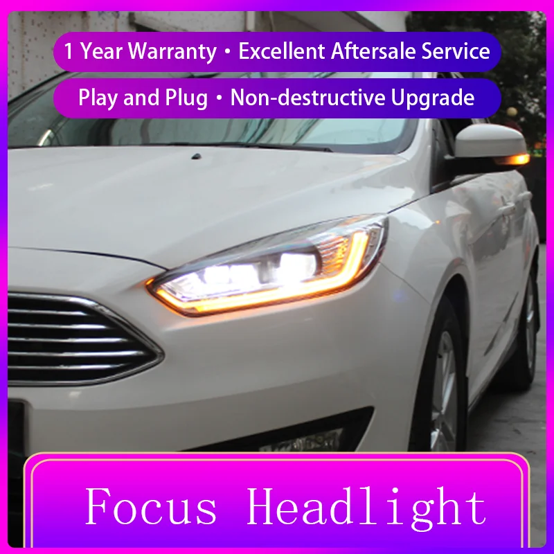 

Стайлинг автомобильной фары для Ford Focus 2015-2018, передняя лампа головного света, улучшенная динамическая лампа головного света, HID проектор, объектив, инструменты, аксессуары