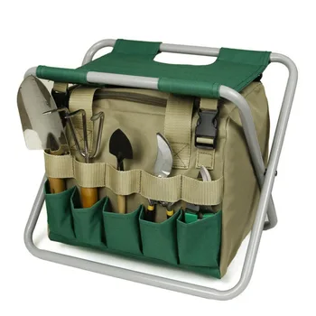 Foldable Gardening Stool with Tool Storage Bag – Portable Yard Work Bench 1