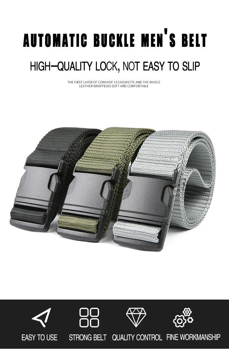 2023 militär Männer Gürtel Armee Gürtel Einstellbar Mann Outdoor Reise Taktische Taille Mit Kunststoff Schnalle Für Hosen 125 cm Nylon geflecht – Detail 1