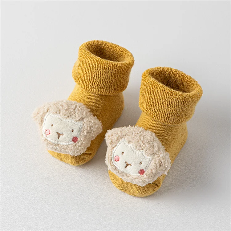 Baby-Bodensocken für Jungen und Mädchen, Winter-Neugeborene, Baumwolle, rutschfeste Sohle, niedliche Cartoon-Kleinkind-Socken, Kinder, verdickte warme Socken, 0–3 Jahre – Detail 6