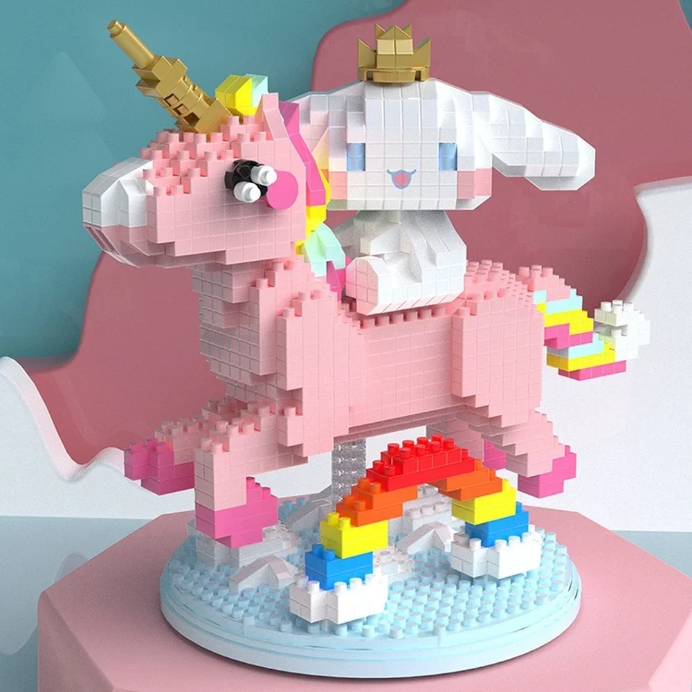 Cinnamoroll Building Blocks Unicorn Assemble Bricks Kawaii Anime Sanrio Block Model Doll DIY Toys Kids Toys for Boys