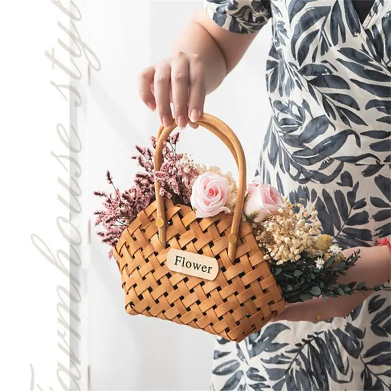 Girl Basket Flower Baskets Wicker Baskets Basket Wicker Or Bamboo Baskets Cachepot For Flowers Bamboo Basket Decorative 3