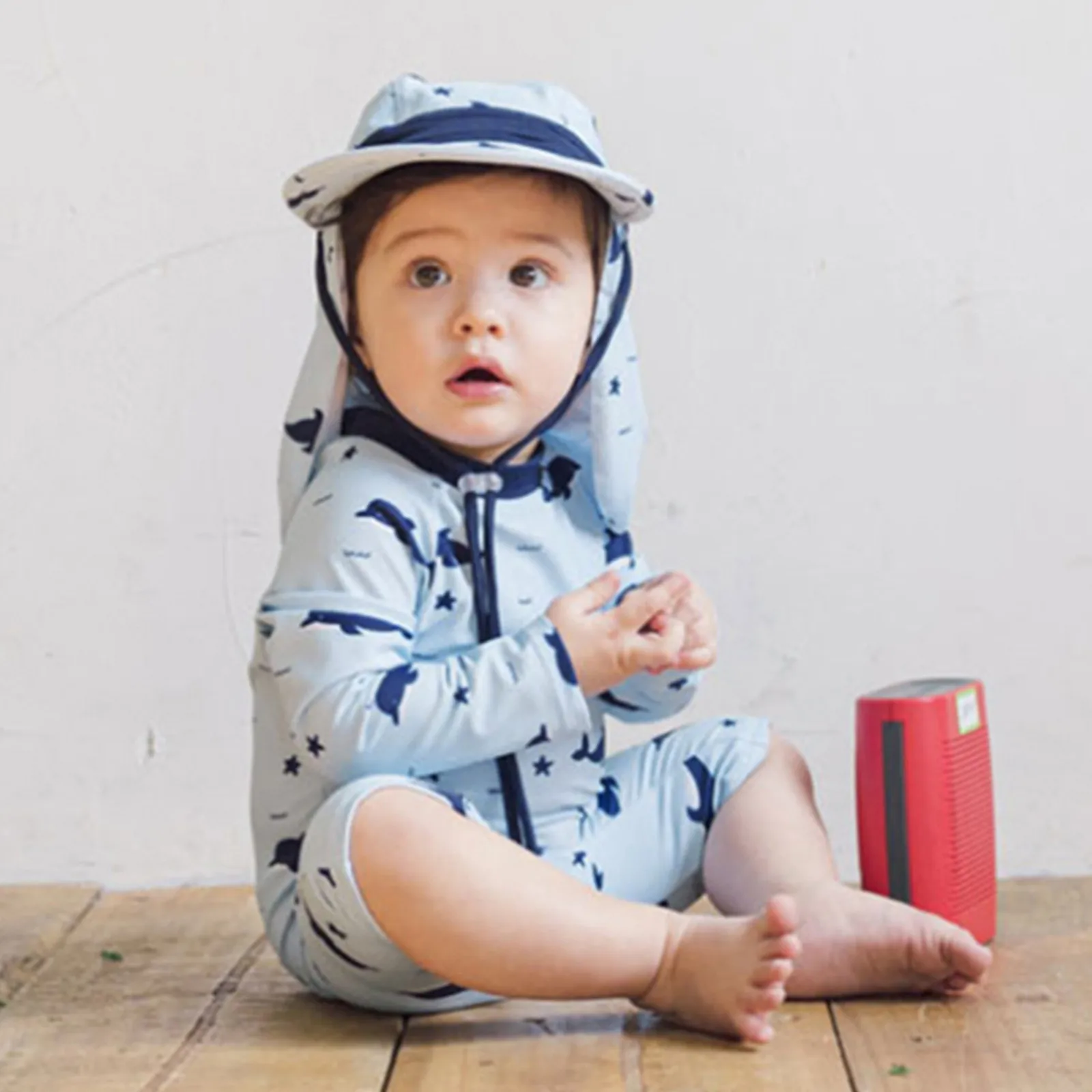 

Summer Toddler Boys Girls Long Sleeve Cartoon Dolphin Prints Swimwear Beach Onesie Swimsuit Bikini Boys Guard Swimwear