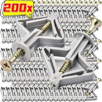 200/20x Plasterboard Dowels พร้อมสกรูยึดเจาะสกรูขยายหลอด Drywall Anchor Fastener ชุดเครื่องมือฮาร์ดแวร์ 1