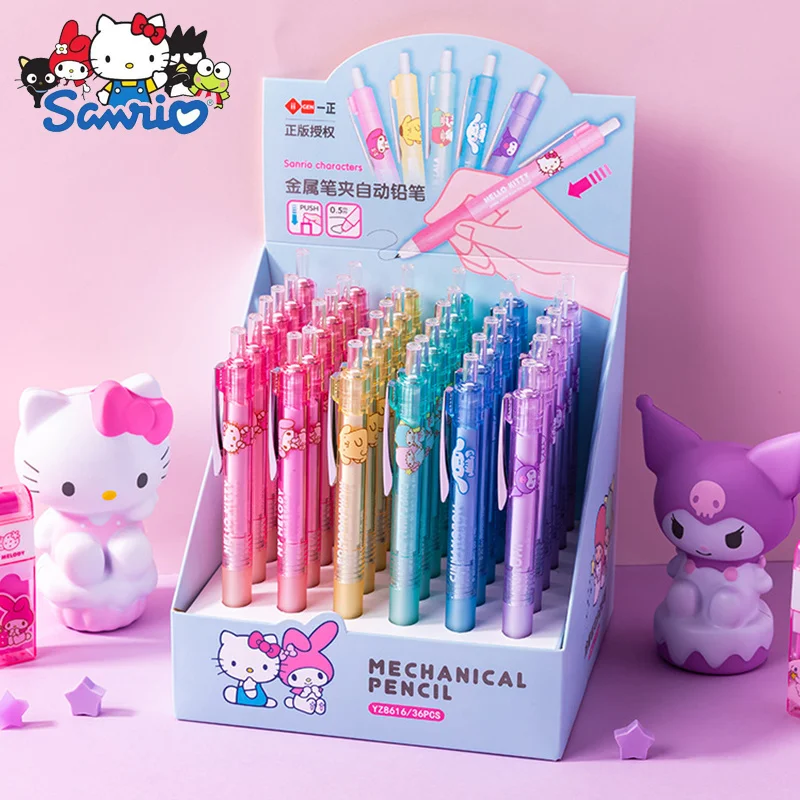 

6-36 шт. Sanrio мультяшный металлический держатель для карандашей автоматический карандаш Kuromi Cinnamoroll Melody Press The Pencil Канцтовары оптом