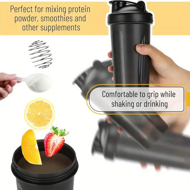 Shaking Cup 600ml/20oz Sports With Metal Stirring Ball For Protein Powder Mixing Hydration