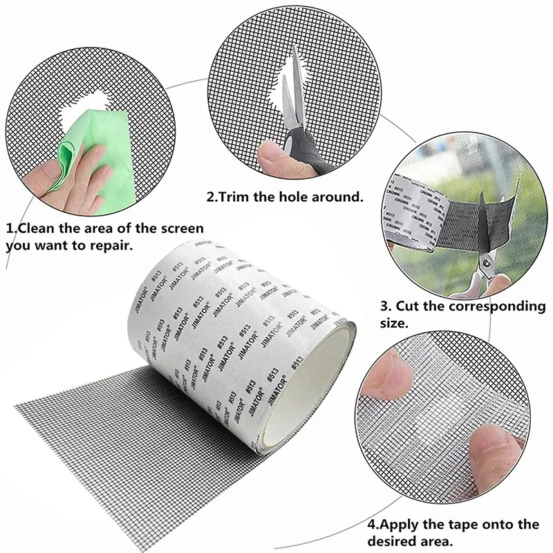 Window Screen Tape 5/10cm Width Self-Adhesive Window Mosquito Net Repair Patch Anti-Insect Fly Mesh Broken Holes Tape