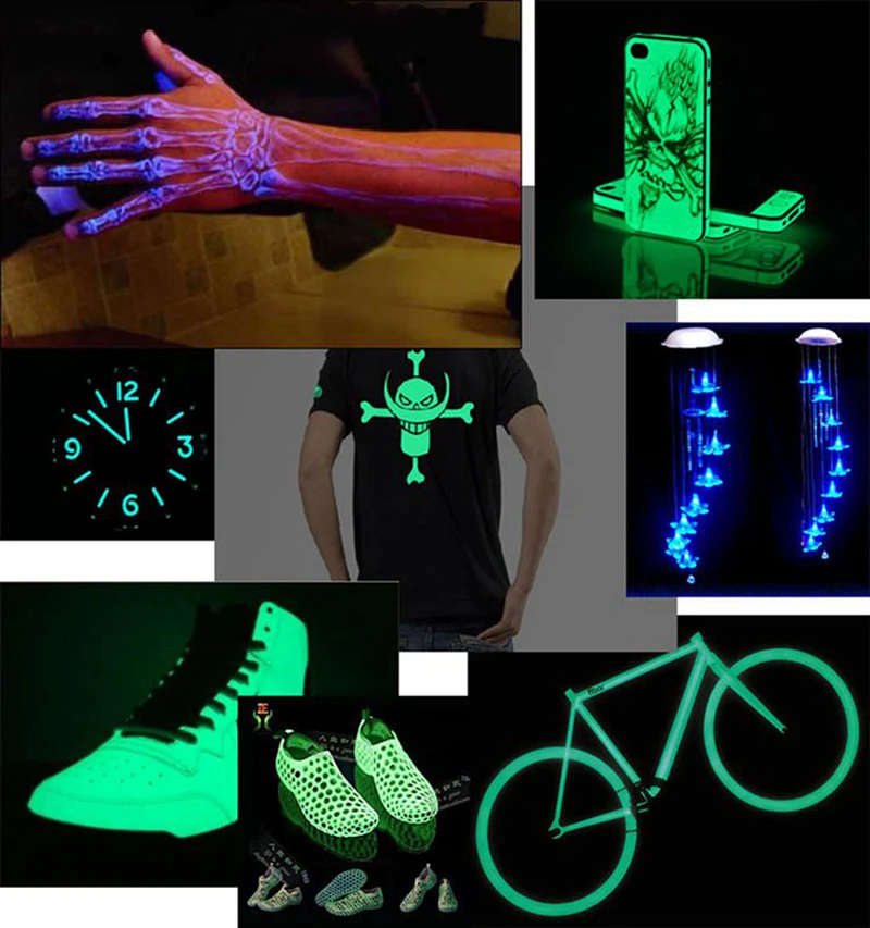 복숭아 색상 형광체 분말 100 그램/가방, 페인트 소재 어두운 분말 빛나는 장식.