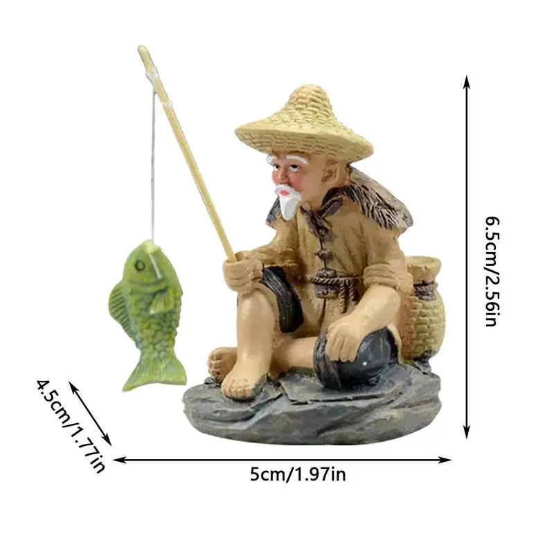 Fishing Ornament For Table Fishing Decorations Dollhouse Accessories Fish Tank Ornaments Fisherman PVC Figurine For Fish Tank fish tank ornaments,fish tank decorations,aquarium ornaments