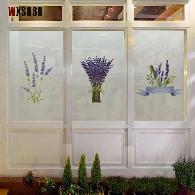 

Пленка для окон Лавандовый узор статическая липкая теплоизоляция защита конфиденциальности Взрывозащищенная Съемная матовая пленка