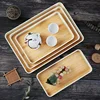 Japanese Style PP Imitation Bamboo Pattern Storage Tray Rectangular Thickened Teapot Plate Multifunctional Kitchen Storage Tools 2