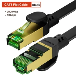 High - Speed Cat8 Ethernet Cable - 40Gbps 2000MHz LAN Patch Cord for Fast Network Connectivity (CAT8 Flat Black)