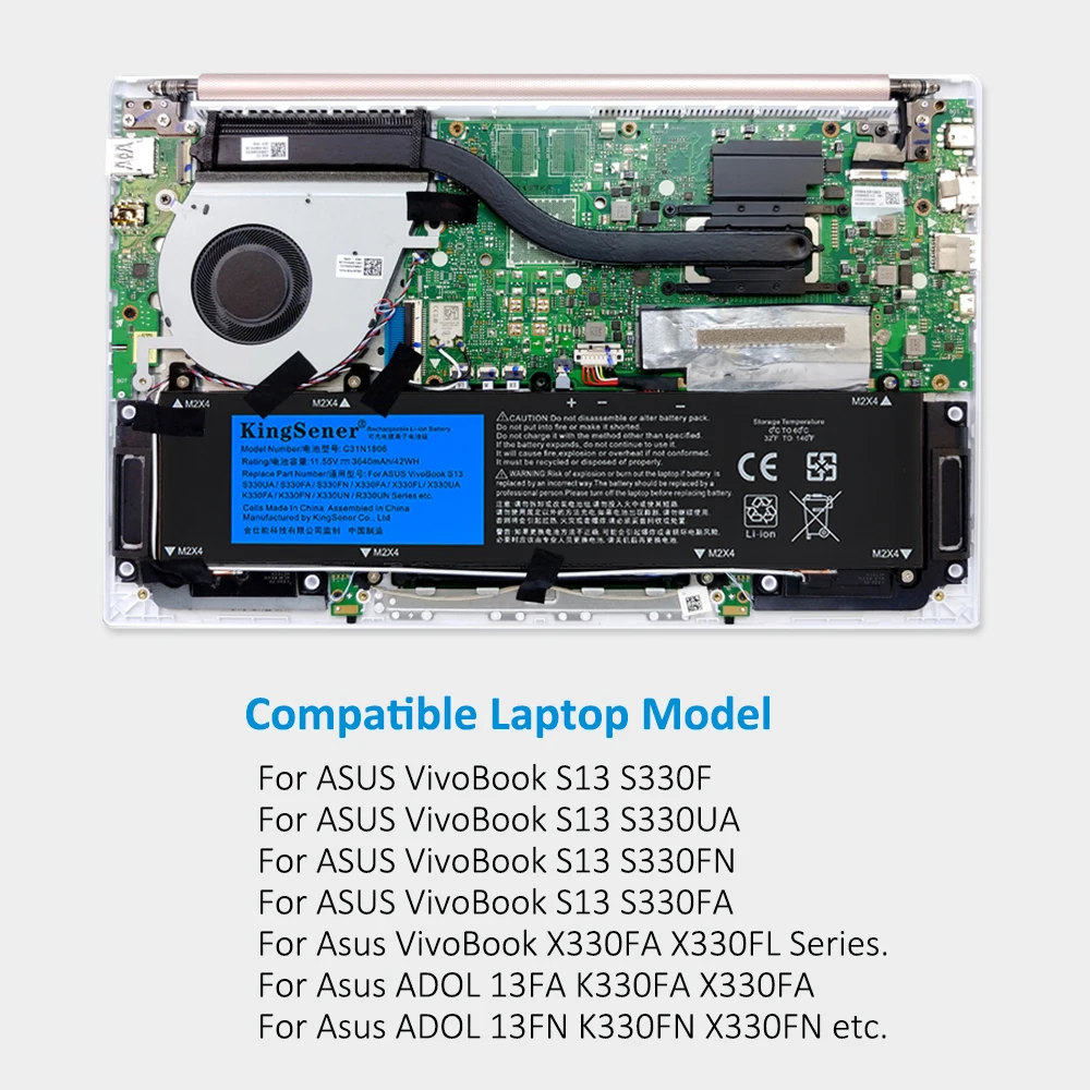 Kingsener-bateria do Portátil para Asus Vivobook S13 S330fa-ey001t S330ua S330un-ey011 X330ua Adol13f C31n1806 3icp5 58 57 11.55v 42wh - Imagem 4