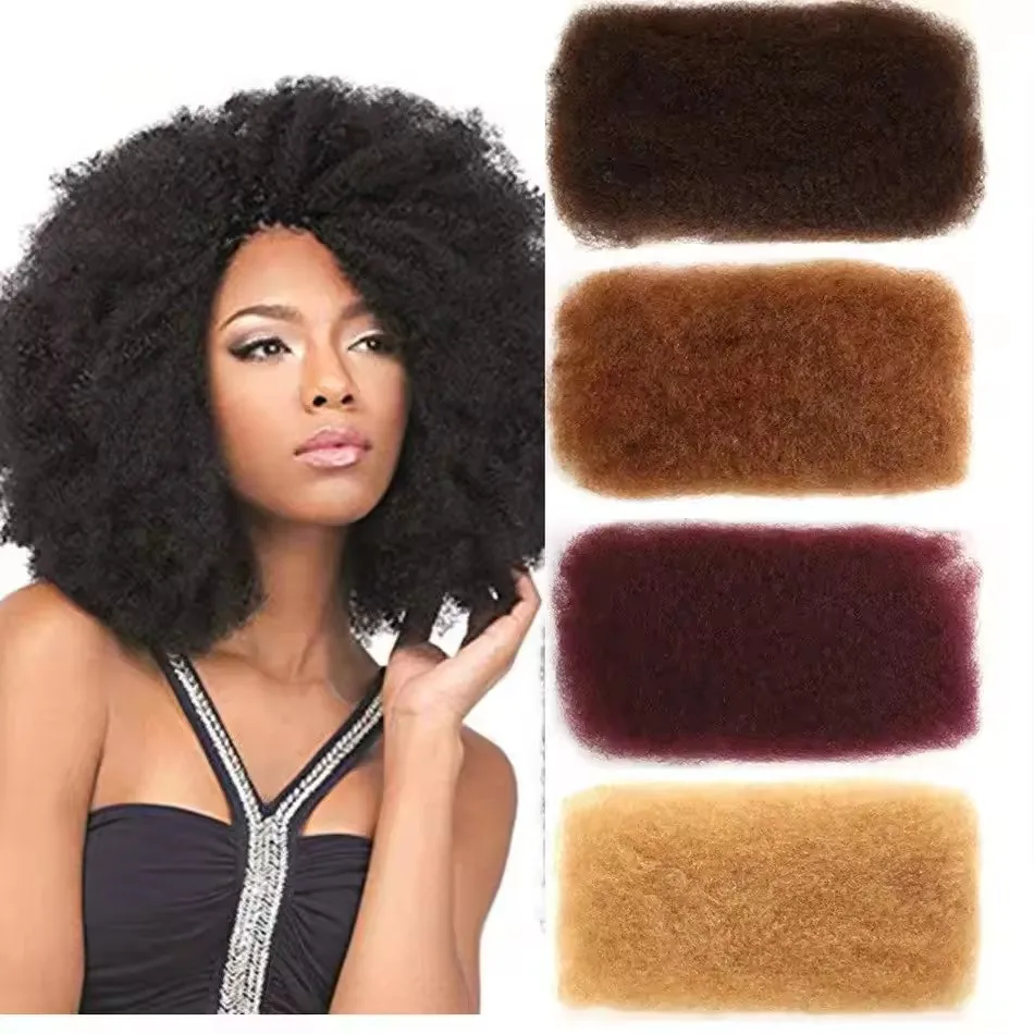 Sleek Braids Crochet No Attachment QVR Mongolian Afro Kinky Curly Dread Lock Nature Black 2# 4# 27# For Braids Remy Bulk Hair