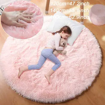 🩰✨ Fluffy Round Rug – Soft Shag Carpet for Kids & Girls Rooms ✨🩰 1