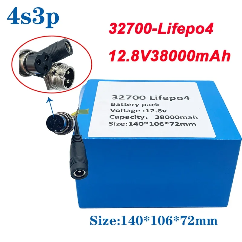 

32700 LiFePO4 battery 4S3P 12.8V 38Ah 4S 40A 100A balanced BMS for Electric boat and 12V uninterruptible power supply