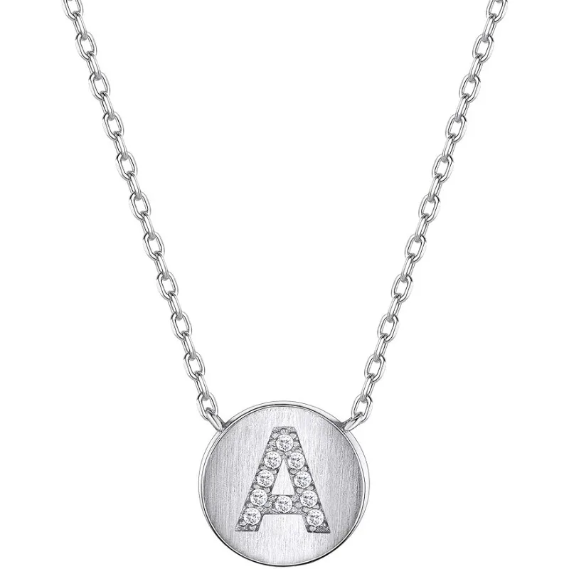 

Initial A Necklace Sterling Silver Circle Initial Jewelry Cubic Zirconia Medallion Necklace Letter Necklace Gift for Women/Girls