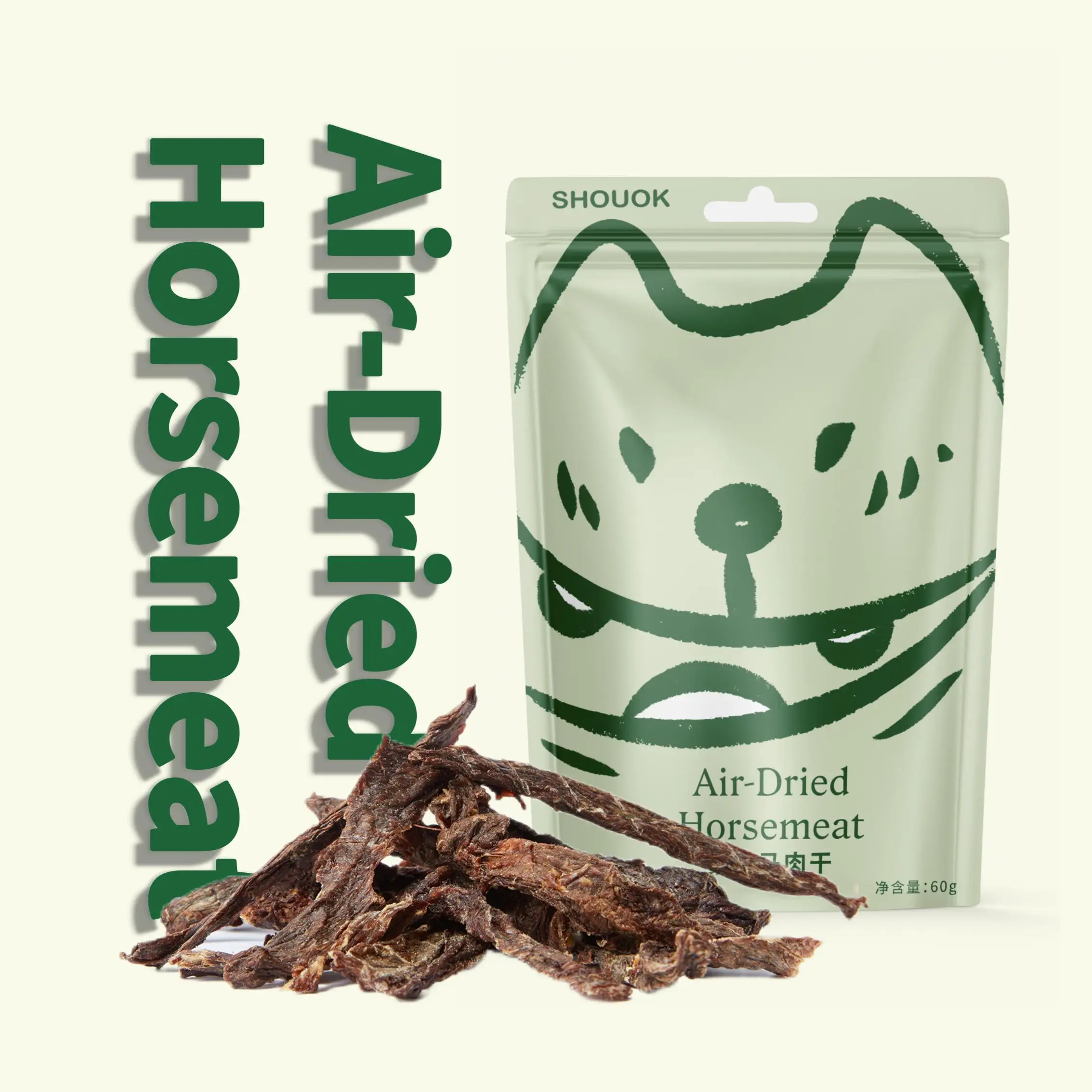 SHOUOK air-dried HORSEMEAT for Dogs with meat content;NO antibiotics;No Grains;